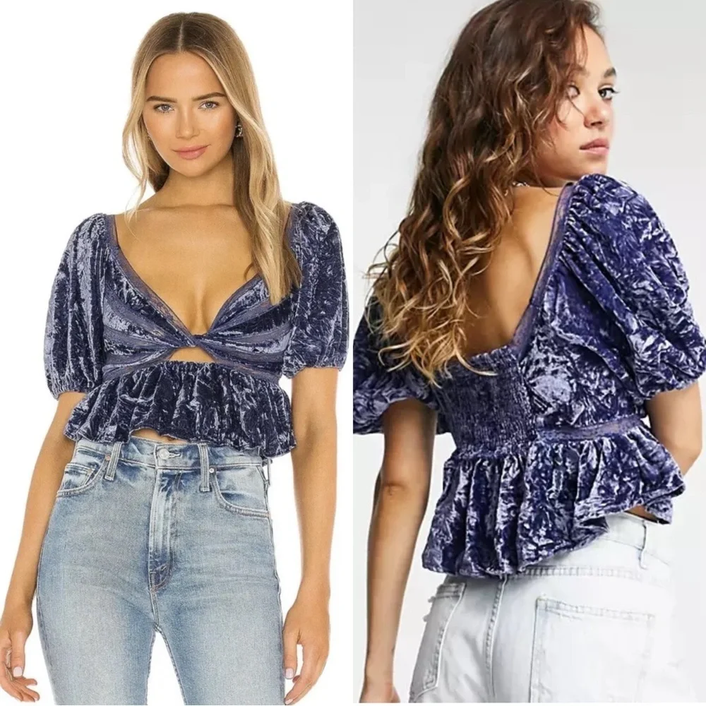 Free People Yours Truly Velvet Top Sz. Small - Picture 1 of 6